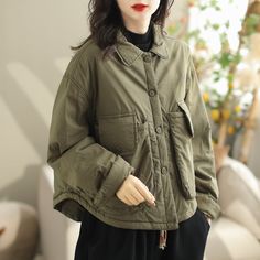 42 Loose Jacket, Grey Khakis, Winter Style, Chinese Style, Season Spring, Green And Grey, Autumn Winter, Winter Fashion, Going Out