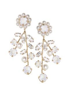 REDUCED FROM $240.00 TO $150.00 USD Tap into some vintage elegance with our Morning Baroque drop earring. Featuring a pearl rosette stud and an organic arrangement of claw set European crystals and pearls. The perfect, not too big, not too small style chandeliers with a mixture of sparkle and luster. Available in either a Rhodium or Gold plate finish 0.98"/5mm wide x 2.55"65mm lon EB logo plate Available in either a post back or clip top backing. Comes with care instructions and custom gift packaging SALE ITEMS ARE FINAL SALE, NO RETURN OR EXCHANGES Eb Logo, Vintage Elegance, Drop Earring, Gift Packaging, Chandeliers, Customized Gifts, Sale Items, Final Sale, Tap