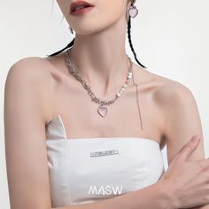 Add a touch of sweetness and elegance to your look with our Strawberry Pendant Necklace. Crafted in silver tone, this necklace features a delightful heart-shaped pendant in a soft pink hue, resembling a luscious strawberry. Surrounding the necklace are delicate freshwater pearls, further enhancing the necklace's elegance and sophistication. The silver tone of the necklace provides a sleek and versatile look, making it easy to pair with a variety of outfits and styles. The pendant hangs gracefull Kawaii Strawberry, Trendy Jewelry, Popular Style, Soft Pink, Pendant Jewelry, Freshwater Pearls, Jewelry Necklace Pendant, Silver Plate, Silver Plated