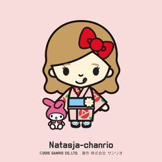 a girl with a pink bow is holding a small stuffed animal in her hand and the caption says natasia - chario