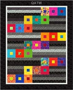 a colorful quilt with squares on it and the words wfao written in white