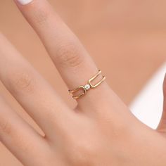 "Simple and dainty two bands of solid gold rings.  🔹Made to Order 🔹Gold KT: 14K / Custom 18K 🔹 Diamond Cut: Round 🔹 Number f Stone : 1 🔹 Stone Size : 2,5mm 🔹 Total carat weight : 0,069 Ctw 🔹 Diamond Color Clarity : G Color VS1  🔹 Natural Ruby 2,5mm  🔹 Natural Emerald 2,5mm 🔹 Natural Sapphire 2,5mm 🔹 Band 💛 All our pieces are 14K White, Yellow or Rose Gold.  🙌 As our pieces are unique and each is handmade to order,  please allow 7-10 business days for your orders to be made and shipp Gift Double Band Tarnish Resistant Rings, Tarnish Resistant Double Band Rings For Gift, Gift Tarnish Resistant Double Band Rings, Gold Double Band Midi Rings For Anniversary, Gold Double Band Stackable Promise Rings, Modern Gold Stackable Rings With Birthstones, Gold Stackable Open Band Rings With Solitaire, Gold Double Band Stackable Rings For Anniversary, Modern Gold Stackable Birthstone Rings