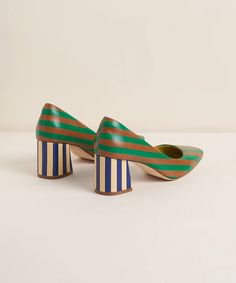 Estee Colorful Block Heel Pump, Kite Stripe – Charlotte Stone Charlotte Stone, Fresh Kicks, By Charlotte, Shoe Closet, Leather Pumps, Comfortable Fashion, Pumps Heels, High Heel, Block Heels