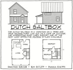 the dutch saltbox floor plan is shown