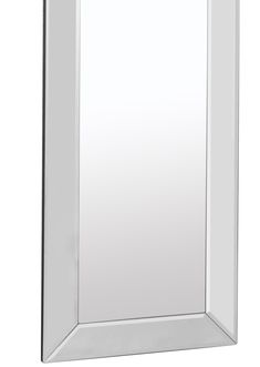 a white framed mirror on a wall with a black border around the edges and bottom edge