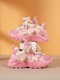 Unisex Casual Dad Sneakers With Laces, Breathable And Comfortable Walking Shoes For Boys And Girls, Autumn And Spring Pink     Plaid    Baby Shoes, size features are:Bust: ,Length: ,Sleeve Length: Girly Backpacks, Shoes For Boys, Comfortable Walking Shoes, Plaid Baby, Dad Fashion, Dad Sneakers, Rose Bonbon, Cute Stars, Baby Sneakers