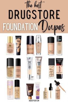 These drugstore foundation dupes are affordable alternatives, or dupes, for high-end luxury foundations. They provide similar coverage, wear and finish to best-selling expensive foundations all at drugstore prices! Affordable Make Up Products, Drugstore Makeup Oily Skin, Best Full Coverage Makeup, Best Target Foundation, Best Drugstore Foundation 2023, Best Drugstore Foundation For Dry Skin, Best Foundation For Oily Skin Full Coverage, Makeup Foundation Best, Best Drugstore Foundation For Women Over 50