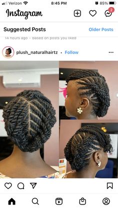 Natural Hair Twists No Extensions, Flat Twist Updo Natural Hair, Two Strand Twist Updo, Natural Hair Flat Twist, Flat Twist Styles, Corn Rolls, Flat Twist Hairstyles, Natural Twist, Twist Updo