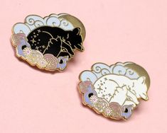 Cat On Moon, Moon Cute, Cat Space, Sleeping Cats, Galaxy Cat, Jacket Pins, Punk Jewelry, Pin Art, Cool Pins