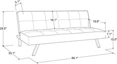 a drawing of a bench with measurements for it