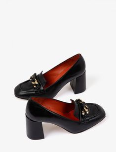 High Lorenzo Leather Loafer  - Black Heel For Women, Penelope Chilvers, Women Outfit, Italian Luxury, Audrey Hepburn, British Indian, Womens High Heels, Leather Loafers, Cambodia