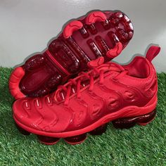 Nike Air Vapormax Plus Triple Red University Red Cw6973-600 Men’s Size New Nike Functional Red Running Shoes, Red Breathable Sneakers With Round Toe, Red Air Max Cushioned Sneakers, Red Running Sneakers With Boost Midsole, Red Sneakers With Boost Midsole For Running, Red Lace-up Running Shoes With Boost Midsole, Functional Red Outdoor Sneakers, University Red Running Shoes With Air Max Cushioning, Nike Red Functional Sneakers