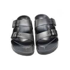 Product information:
 
 Color: EVA slippers-double buckle Black, EVA slippers-gray double-buckle, EVA slippers-double buckle White
 
 Size: 42, 43, 37, 38, 39, 40, 41
 
 Shoe Upper material: artificial leather
 
 Style: Simple


Packing list: 

Women's shoes *1 pair

Product Image: Black Slide Sandals With Buckle Closure, Black Slides With Buckle Closure And Round Toe, Flat Slippers, Flat Slipper, Fitness Watch, Eva Sole, Leather Style, Eyewear Fashion, Artificial Leather