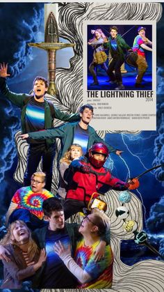 the poster for the upcoming movie, the lightning thief is shown in this collage