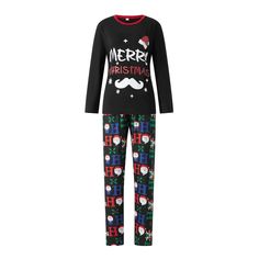 Looking for the ideal holiday gift? These Merry Christmas Printed Matching Family Pajama Sets are the perfect choice! Spread joy and positivity by gifting a set to your family or friends. It's a thoughtful and warm gesture that will be appreciated by all. Make this holiday season one to remember with these picture-perfect, cozy, and festive pajamas. Specifications: Material: Polyester Collar: Round-Neck Length: Ankle-Length Pants Pattern Type: Print Sleeve Length(cm): Full Item Type: Pajamas Black Cotton Sleepwear For Christmas, Black Christmas Holiday Sleepwear, Black Christmas Sleepwear, Comfy Pajama, Matching Christmas Pajamas, Christmas Matching, Cami Jumpsuit, Coordinating Outfits, Pajamas Comfy