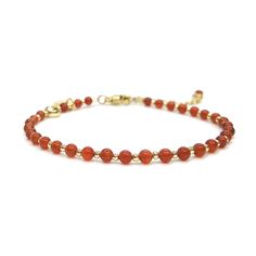 PRICES MAY VARY. ❤ Material : We only use gemstone beads of grade A or above, this adjustable bracelet made of red carnelian agate gemstone beads, gold plated brass beads, stainless steel logo, strong steel wire cord to protect bracelet not easy to break. ❤ Size : Beads size 3mm, length approx 7.1 inches (18 cm) and extender chain 1.6 inches, it is adjustable up to 8.7 inches(22 cm) , suitable for different sizes of women wrists. If you need a short or larger size, please contact before purchasi Steel Logo, Bracelet Extender, Carnelian Agate, Red Carnelian, Brass Beads, Jewelry Birthday, Colorful Bracelets, Bracelet For Women, Agate Gemstone