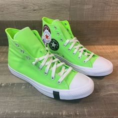 Converse Ctas Hi ‘Logo Play’ Brand New Shoes In Box, Missing Lid. Never Worn. No Rips, Tears, Or Stains. Smoke Free Environment. Ships Carefully Packaged And Boxed Right Away. Let Us Know If You Have Any Questions! 168194f If You’re Interested In Multiple Pairs From Our Closet We Offer Bundle Deals So Feel Free To Look Around, Like, And Bundle! Green Cotton Sneakers For Spring, Green Canvas Sneakers For Summer, Casual Green Converse Sneakers, Green Casual Converse Sneakers, Spring Green Converse Sneakers, Green Sporty Converse Sneakers, Green Converse Sneakers For Outdoor, Green Cotton Converse Sneakers, Green Converse Lace-up Canvas Shoes