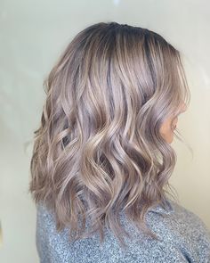 Mushroom Blonde Ombre, Highlights With Balayage, Teasy Highlights, Mushroom Brown Hair, Mushroom Blonde, Full Foil, Mushroom Hair, Purple Ombre Hair, Dark Purple Hair