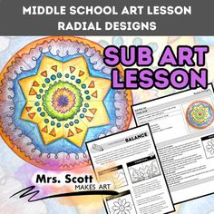 the middle school art lesson includes sub art lessons and worksheets to help students learn how