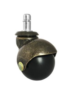 a black ball with a metal cap on it's end and a white background