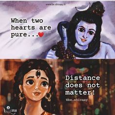 two pictures with the same caption and one saying, when two hearts are pure distance does not matter