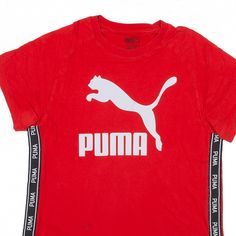 Item is in used condition. Label Size UK 8. >Size: XXS >Armpit To Armpit: 18" >Armpit To Cuff: 3" >Collar To Hem: 27" Puma Sport, Sports T Shirt, Red Shorts, Red Tshirt, Sport T Shirt, Label Sizes, Cuff, Collar, Sports