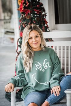 Pictured is green with white design 🎄 DEC 6TH IS THE LAST DAY TO ORDER FOR DELIVERY BY CHRISTMAS **This is a unisex sweatshirt that runs a bit larger than the standard women's sizing** Model is wearing a large for a oversized fit she is normally a small SIZING-PLACING ORDERBEST -If unsure on size, please see size chart in photos SHIPPING -Should you need rush processing, please message us and we will do our best to accommodate REFUNDS - EXCHANGES -Due to our items being made by hand made to ord Christmas Shirts For Women, Teacher Wear, Women Christmas, The Last Day, Christmas Tees, Shirts For Women, White Design, Holiday Fashion, Christmas Sweatshirts