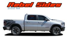 a silver truck is shown with the words rebel sides on it