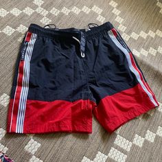 Swim Trunks Shorts Maillot, Size Large Tommy Hilfiger Blue Shorts, Tommy Hilfiger Blue Short-length Bottoms, Tommy Hilfiger Blue Short Length Bottoms, Sporty Red Bottoms For Vacation, Tommy Hilfiger Summer Bottoms With Pockets, Casual Tommy Hilfiger Short Bottoms, Tommy Hilfiger Casual Short Length Bottoms, Red Summer Sports Bottoms, Sporty Tommy Hilfiger Short Bottoms