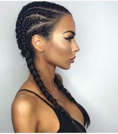 black-hair-top-braid-hairstyles-with-weave-black-eyeliner-white-background Boxer Braids Hairstyles, Ghana Braid Styles, Easy Braid Styles, Trendy We Fryzurach, Boxer Braids, Girls Braids, Sisterlocks, Festival Hair, Easy Braids