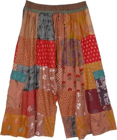 Sahara Vibes Patchwork Unisex Rayon Bermuda Shorts | Shorts | Brown | Patchwork, Pocket, Vacation, Beach, Floral, Printed, Bohemian, Handmade Festival Brown Patchwork Bottoms, Brown Patchwork Summer Pants, Brown Patchwork Pants For Summer, Summer Brown Patchwork Pants, Multicolor Floral Patchwork Bottoms For Summer, Multicolor Floral Patchwork Summer Bottoms, Summer Orange Patchwork Bottoms, Summer Multicolor Floral Patchwork Bottoms, Summer Floral Patchwork Multicolor Bottoms