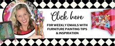 an advertisement for furniture painting tips and inspiration with a woman holding up some paintbrushes