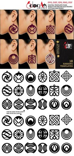 an image of different designs on the back of a woman's face and ear