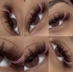 Lash Ideas With Color, Red And White Lash Extensions, Lashes And Glasses Combo, Rainbow Eyelash Extensions, Burgundy Lash Extensions, Valentine Lashes Extensions, Sparkly Lash Extensions, Pink And White Lash Extensions, Color Lash Sets