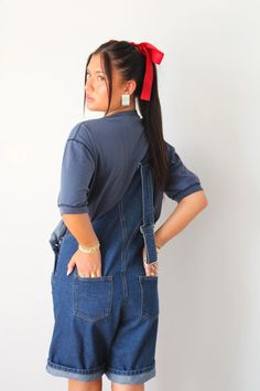 The Alicia Denim Overalls – Hazel Boutique Denim Overalls With Relaxed Fit And Short Sleeves, Cotton Cutoff Shortalls With Pockets, Casual Cotton Cutoff Shortalls, Denim Tops With Pockets In Short Length, Casual Cotton Cutoff Overalls, Denim Blue Shortalls With Pockets, Denim Top In Medium Wash, Denim Blue Short Length Denim Tops, Medium Wash Cotton Short Top