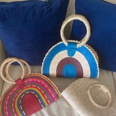 Handmade In Mexico, Never Been Used, Beautiful Accessory- Add A Pop Of Color Handmade Blue Straw Bag For Everyday Use, Blue Woven Straw Bag For Everyday, Handmade Blue Straw Bag For Daily Use, Blue Straw Bag With Braided Handles For Market, Handmade Blue Shoulder Bag For Market, Multicolor Bohemian Straw Bag For Everyday Use, Handmade Blue Jute Straw Bag, Everyday Blue Straw Tote Bag, Blue Everyday Tote Straw Bag