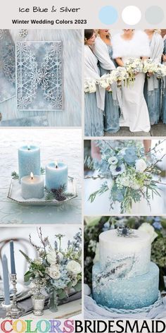 blue and white winter wedding colors