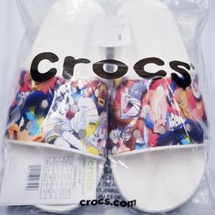 Personally Designed Crocs Classic Slides Professionally Hydro Dipped With Looney Tunes Film Sz 8 Women White Summer Slides With Fun Style, White Fun Slides For Summer, Fun White Sandals For Spring, Fun White Summer Slides, White Sneakers For Beach In Summer, White Low-top Sandals For The Beach, White Sneakers For Beach In Spring, White Casual Sneakers For Beach, Casual White Sneakers For Beach