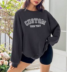 Your custom text personalized sweatshirt; 🔹 50% cotton, 50% polyester 🔹 Medium-heavy fabric (8.0 oz/yd² (271.25 g/m 🔹 Loose fit 🔹 Sewn-in label 🔹 Runs true to size 🧼CARE: Machine wash: warm (max 40C or 105F); Bleach as needed; Tumble dry: medium; Iron, steam or dry: low heat; Do not dry clean. 📦SHIPPING: We aim to process all orders as fast as possible and ship them within 1-3 days. However, please allow up to 7 days for processing during sales or busy periods. Once your order is dispatch G M, Sew-in Labels, Unisex Sweatshirt, San Jose, Sweat Shirt, Steam, Favorite Outfit, Gender Neutral, Loose Fitting