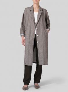 Linen Classic L/Sleeve Long Jacket Chinese Blouse, Miss Me Outfits, Chinese Button, Vivid Linen, Dress With Jacket, Linen Coat, Linen Clothing, A New World, Button Jacket