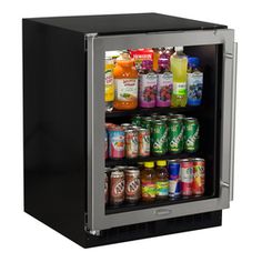 an open refrigerator filled with lots of drinks