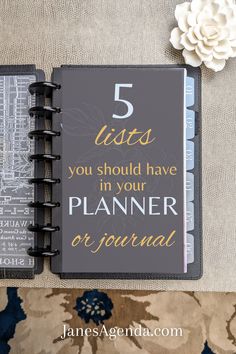 a notebook with the words 5 lists you should have in your planner or journal