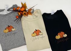 "Embroidered Halloween Sweatshirt | Iced Coffee Halloween crewneck | Ghost with iced coffee | Iced Coffee Sweatshirt | Halloween Sweatshirt Are you looking for the perfect sweatshirt for Fall/Halloween/Pumpkin Season? Look no further... These awesome pumpkin embroidered sweatshirts are perfect! They're perfect for daily wear and throughout the Pumpkin/Fall season. This sweatshirt is a Pumpkin Lover's dream!  The Sweatshirts is available in the following colors: Sandstone, Gray and Black Product Long Sleeve T-shirt With Embroidered Logo For Fall, Black T-shirt With Custom Embroidery For Fall, Casual Embroidered Sweatshirt For Fall, Long Sleeve Tops With Embroidered Patch For Fall, Embroidered Long Sleeve T-shirt For Fall, Fall Cotton Sweatshirt With Embroidered Patch, Fall Crew Sweatshirt With Custom Embroidery, Custom Embroidery Long Sleeve T-shirt For Fall, Fall Crew Neck Sweater With Custom Embroidery