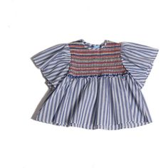 Sofia Short Butterfly Sleeve Smocked Blouse, Fuzz - TiA CiBANi KiDS Tops | Maisonette Flounce Sleeve Top, Smocked Blouse, Smocked Skirt, Smock Blouse, Butterfly Sleeve, Check Fabric, Flounce Sleeve, Butterfly Sleeves, Cardigan Top