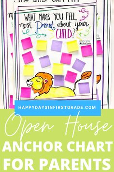 an open house anchor chart for parents to use with their child's art projects