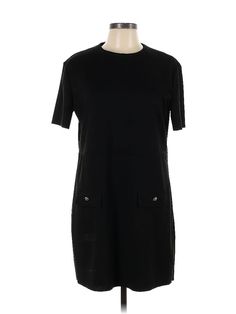 Zara Casual Dress Size: Large Black Dresses - used. 5% Spandex, 95% Polyester, Shift, Crew Neck, Short, Short Sleeve | Zara Casual Dress - Shift: Black Dresses - Used - Size Large Cheap Zara Mini Dress For Work, Zara Dresses With Button Closure, Black Casual Dress, Black Dresses Casual, Black Dresses, Zara Black, Black Casual, Casual Dresses For Women, Casual Dress