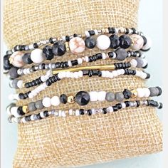 New Goldtone Bar Black Seed Bead Bracelet Set Stack Your Wrists With These Colorful Beaded Bracelets! Set Of 7 Bracelets Goldtone Faux Stone, Faceted, And Seed Beads 2.5" Diameter Comfort Stretch Band No Closure Lead Compliant Posh Ambassador Everyday White Beaded Wrap Bracelet, Trendy White Beaded Bracelets With Faceted Beads, Trendy White Bracelets With Faceted Beads, Colorful Beaded Bracelets, Heishi Jewelry, Bar Black, Seed Bead Bracelet, Bracelets Set, Stretch Band