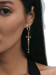 Gothic Cross Pierced Jewelry, Gothic Cross Earrings For Pierced Ears, Gothic Cross-shaped Pierced Earrings, Pierced Gothic Cross Jewelry, Gothic Cross Jewelry With Pierced Details, Gothic Teardrop Pierced Jewelry, Teardrop Gothic Jewelry, Gothic Crosses, Studs Earrings