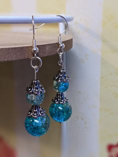 Pretty blue green bead earrings *$1 from the sale of every pair of earrings will go to Ronald McDonald House charity, because they really helped my family when my baby sister had to be at Phoenix children's hospital Light Blue Drop Earrings With Dangling Beads, Turquoise Earrings With Dangling Beads For Gift, Light Blue Earrings With Dangling Beads For Gift, Light Blue Earrings With Dangling Beads As Gift, Light Blue Hypoallergenic Drop Earrings, Hypoallergenic Light Blue Drop Earrings, Nickel Free Light Blue Beaded Earrings For Gift, Nickel-free Light Blue Beaded Earrings Gift, Hypoallergenic Czech Glass Dangle Earrings