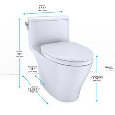 the standard toilet is shown with measurements